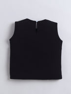 Sleeveless Girls Top Pearl Embellished Blouse, Kids Casual Outfit, Party Top - Black