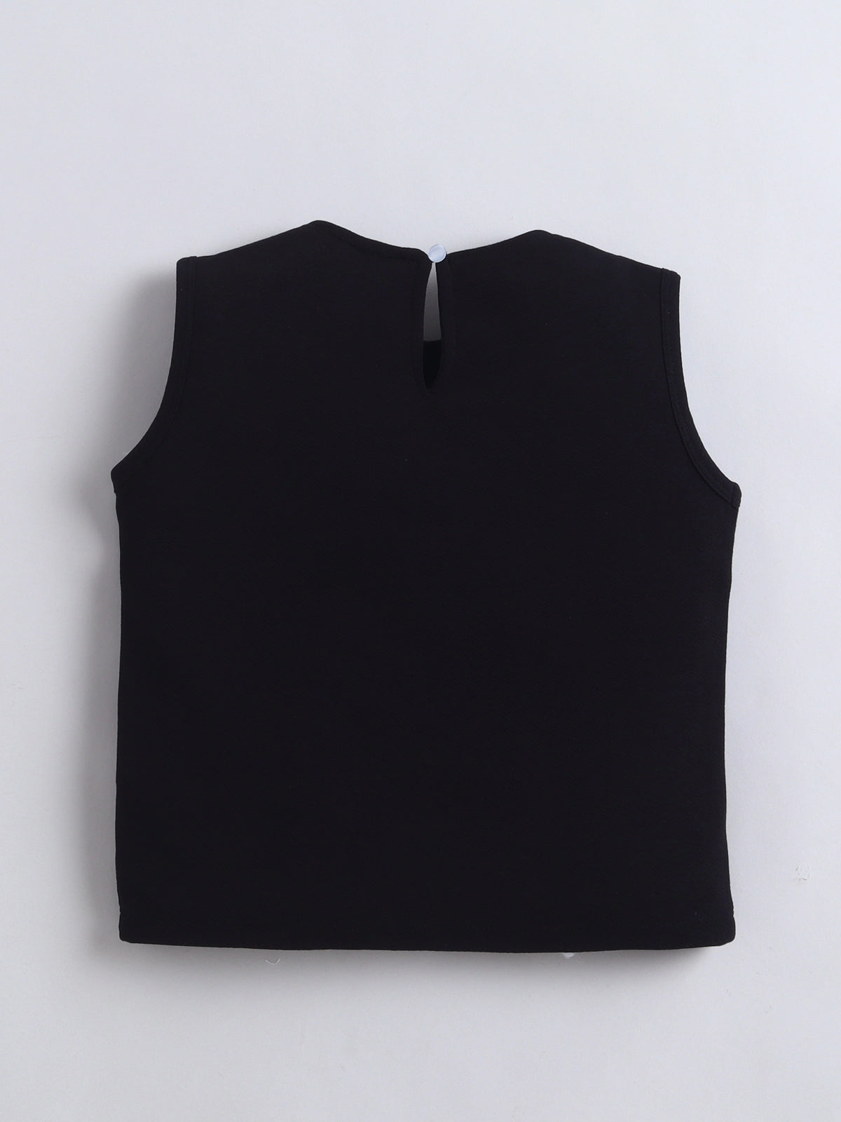 Sleeveless Girls Top Pearl Embellished Blouse, Kids Casual Outfit, Party Top - Black