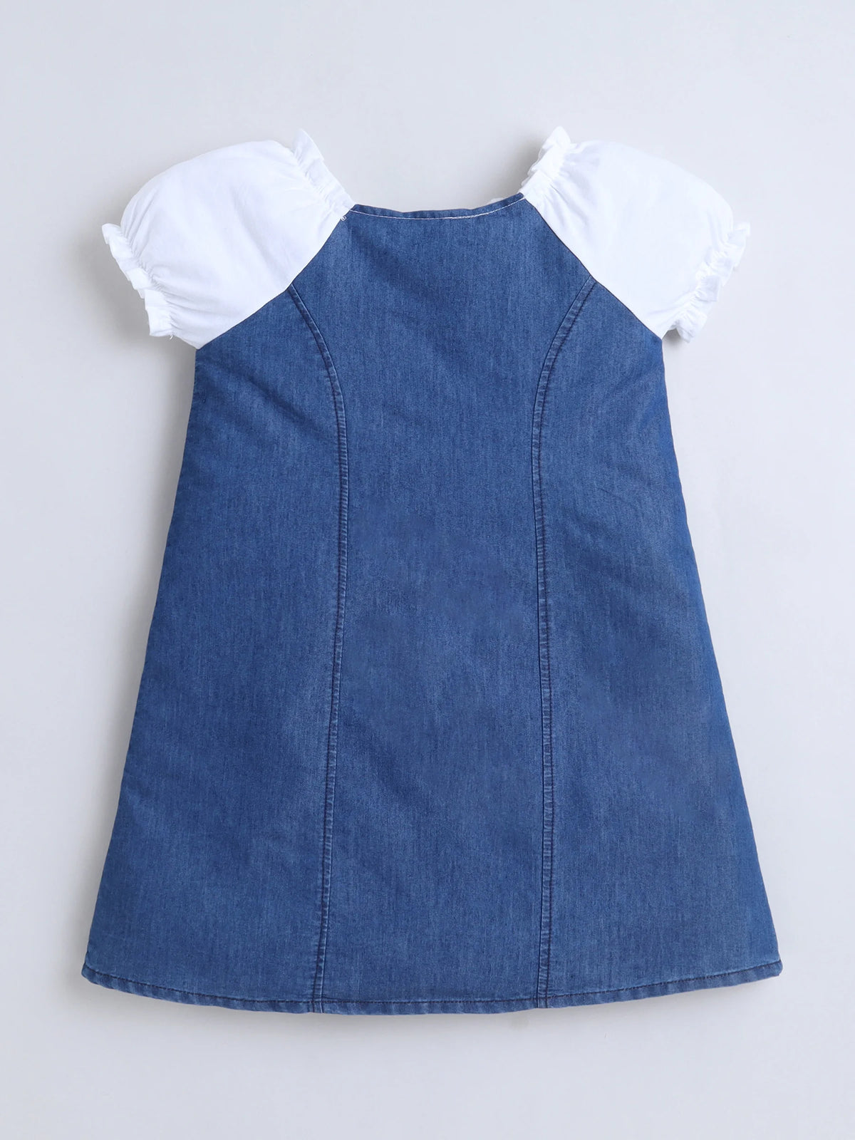 Bright Stars KIDSWEAR Cotton Assymetric Look Cold Shoulder Dress- Blue