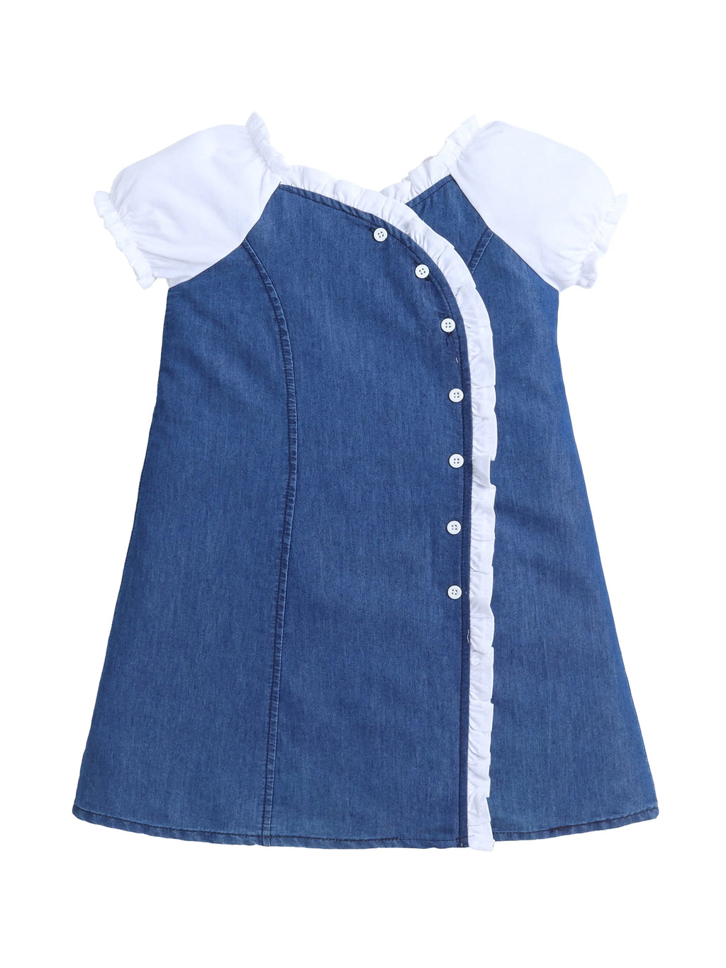 Bright Stars KIDSWEAR Cotton Assymetric Look Cold Shoulder Dress- Blue