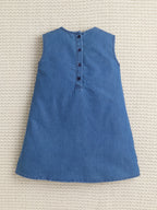 Bright Stars KIDSWEAR Denim Big Sequins Bow A-Line Dress - Blue