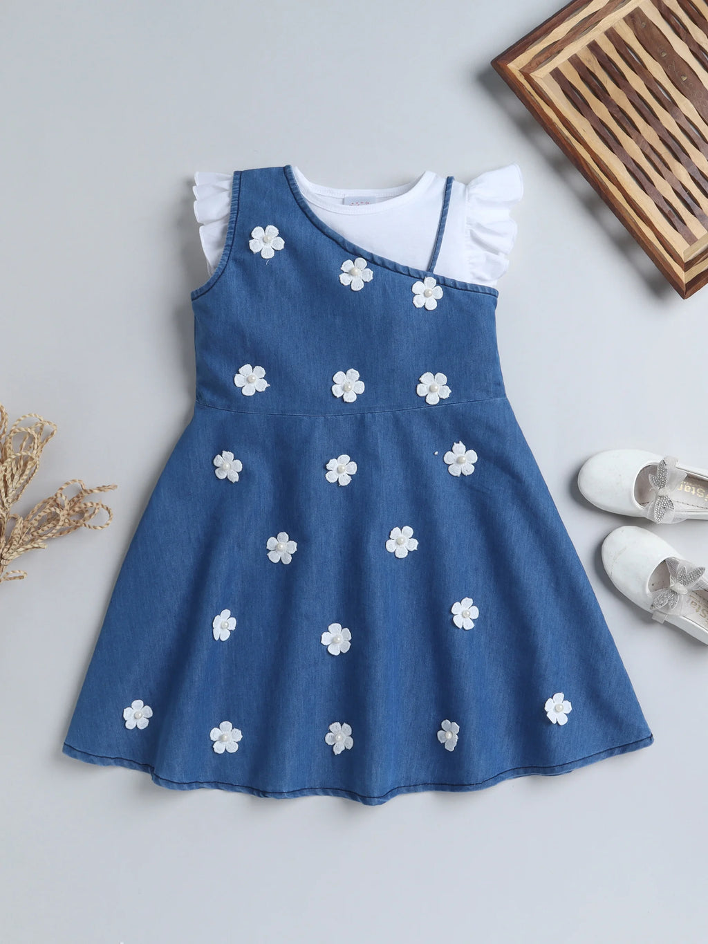 Girls Spaghetti Strap Dress with Inner Tee