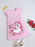 Girls Dress Soft Cotton Unicorn Printed  Casual Outings & All-Day Comfort Dress
