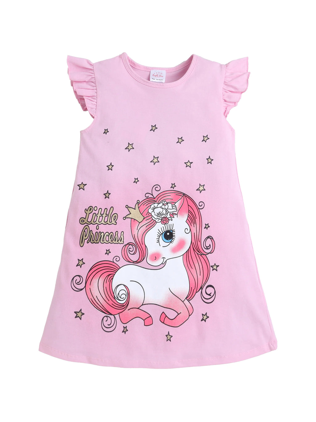 Girls Dress Soft Cotton Unicorn Printed  Casual Outings & All-Day Comfort Dress