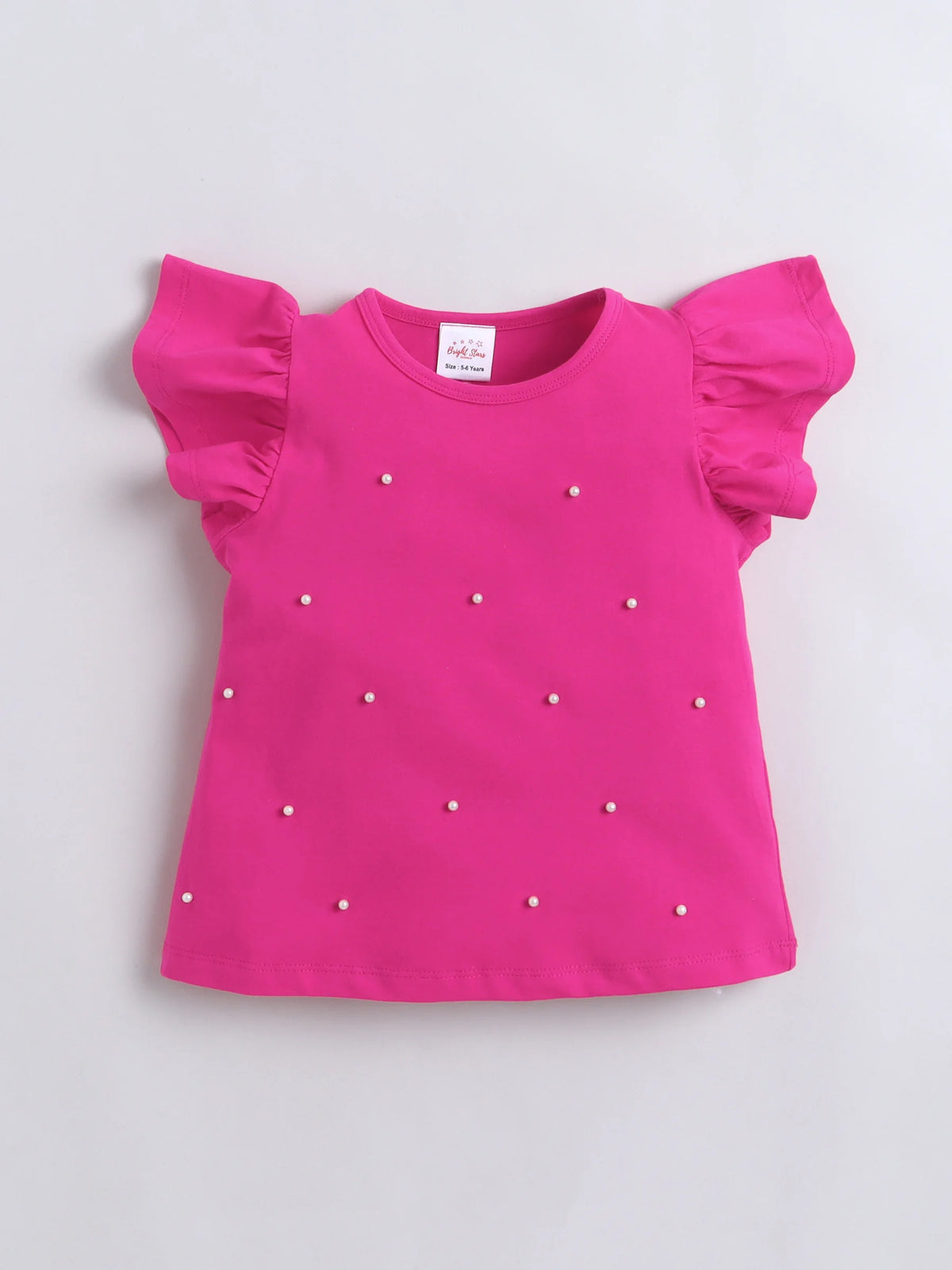 Girls Top & Denim Jeans Co-ord Set, Beaded Top with Lace Flared Jeans Clothing Set