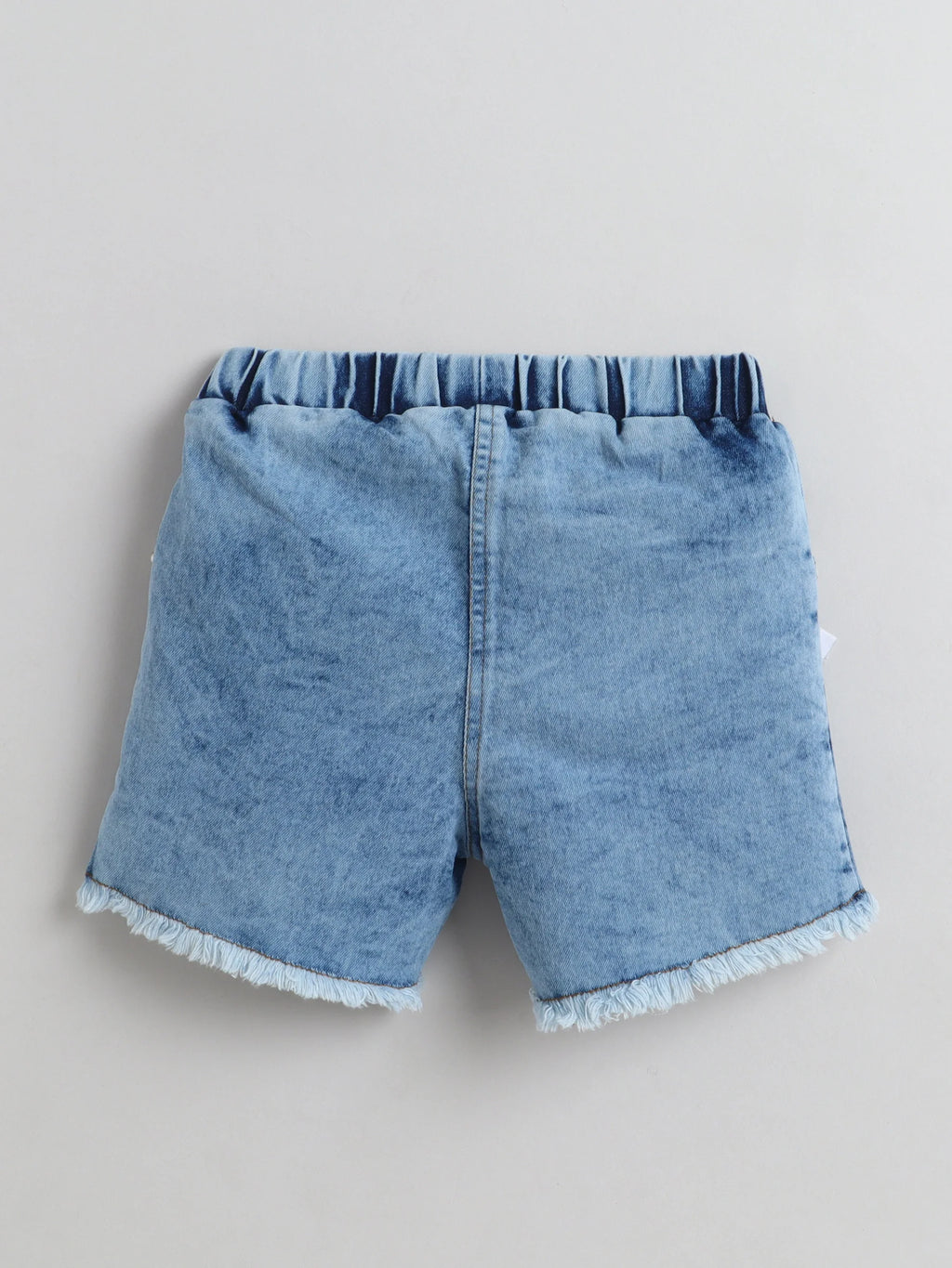 Girls Cotton Co-ord Set Ruffle Sleeve Top & Denim Fray Shorts Clothing Set, Stylish Casual Outfit