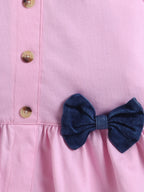 Girls Co-ord Set Cotton Top  Cloud Washed Denim Rabbit-Embroidered Shorts Clothing Set - Trial Product