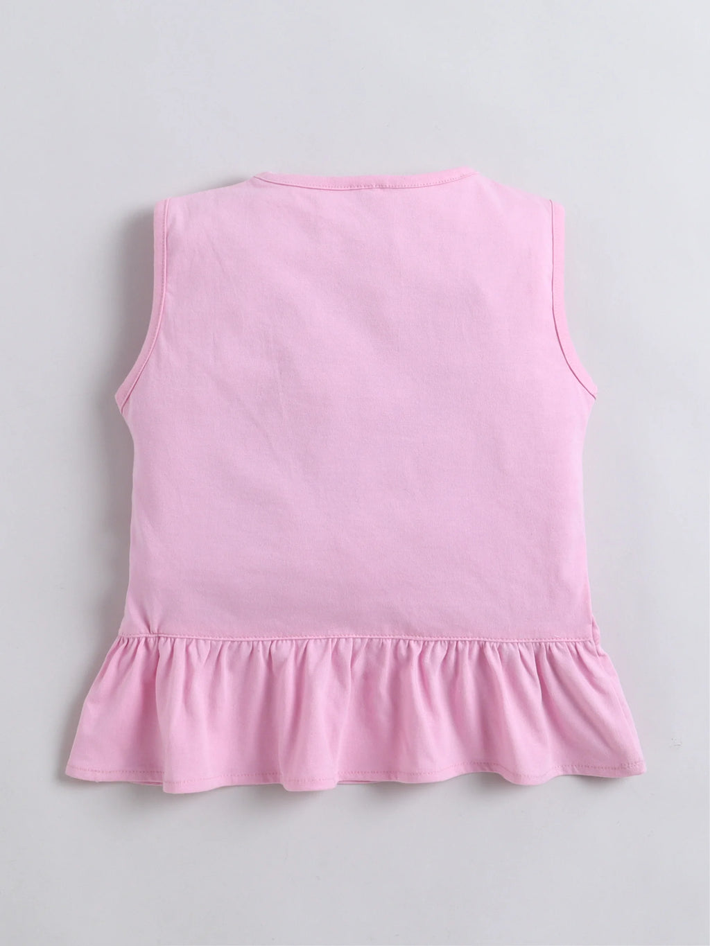 Girls Co-ord Set Cotton Top  Cloud Washed Denim Rabbit-Embroidered Shorts Clothing Set - Trial Product