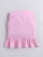 Girls Co-ord Set Cotton Top  Cloud Washed Denim Rabbit-Embroidered Shorts Clothing Set - Trial Product