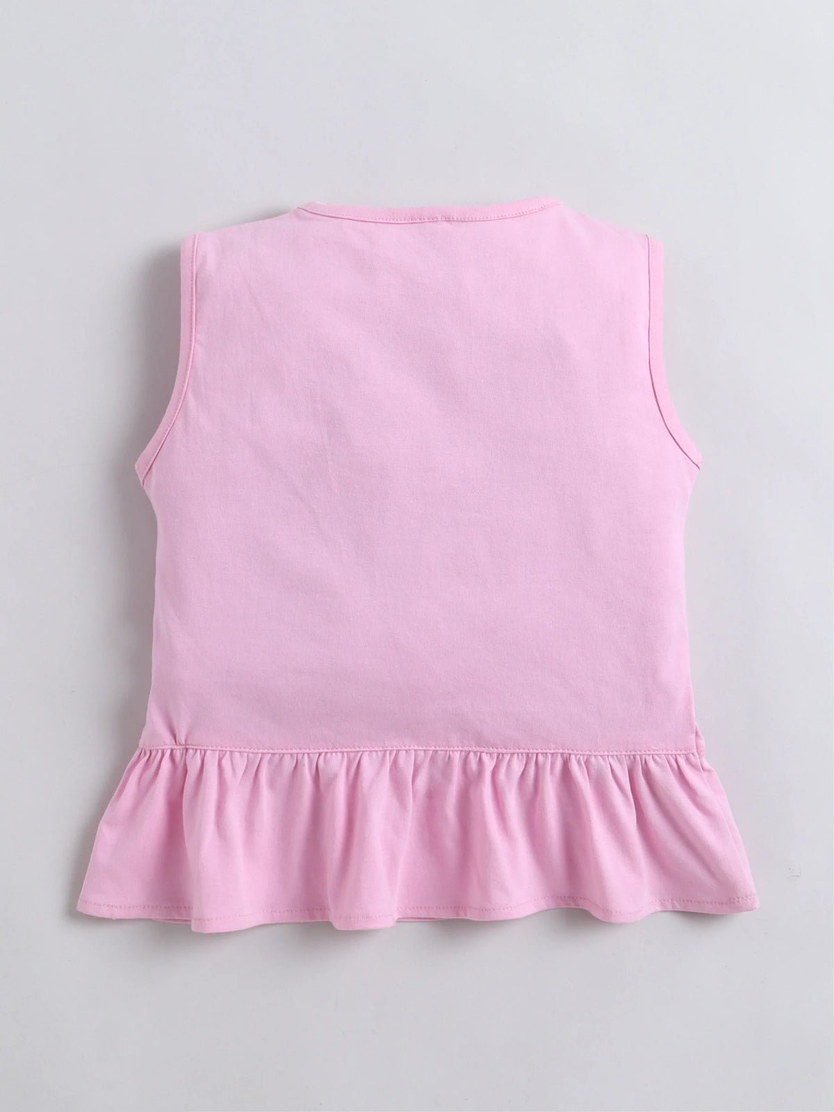 Girls Co-ord Set Cotton Top  Cloud Washed Denim Rabbit-Embroidered Shorts Clothing Set - Trial Product