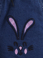 Girls Co-ord Set Cotton Top  Cloud Washed Denim Rabbit-Embroidered Shorts Clothing Set - Trial Product