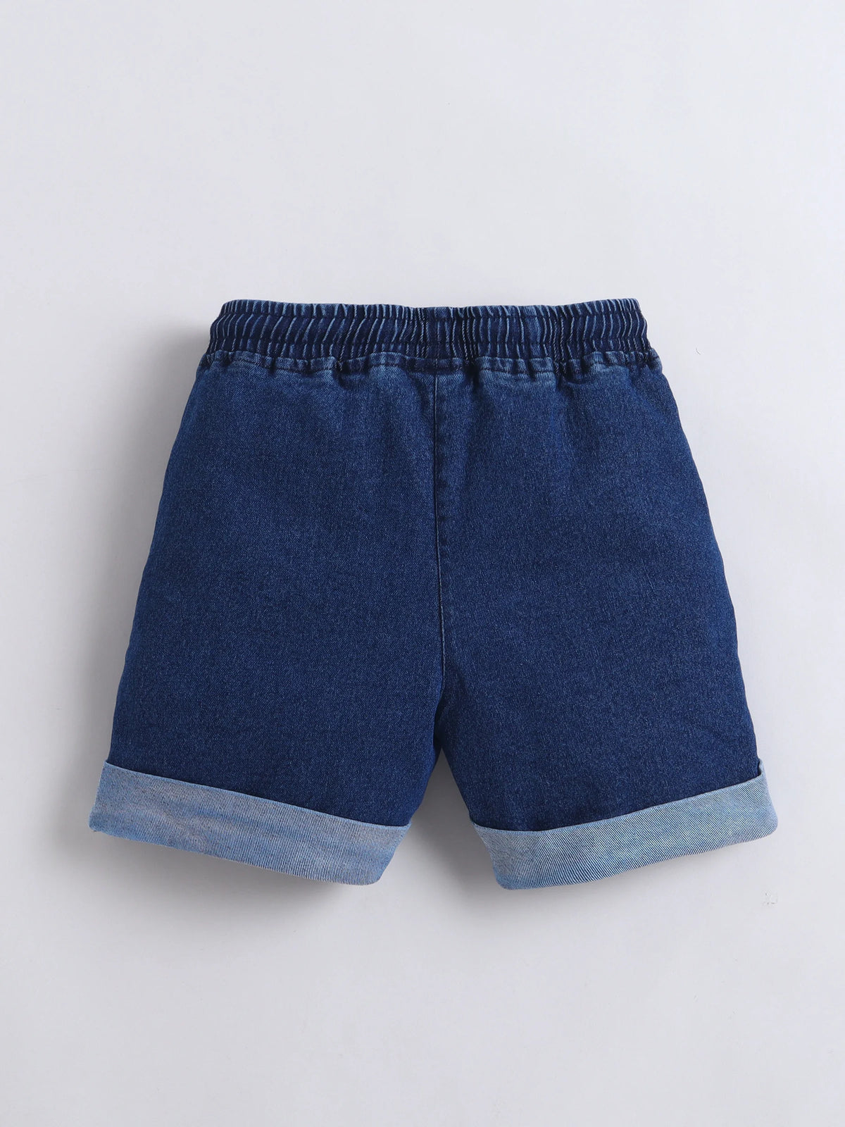 Girls Co-ord Set Cotton Top  Cloud Washed Denim Rabbit-Embroidered Shorts Clothing Set - Trial Product