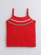 Girls Cotton Co-ord Set Spaghetti Strap Top Denim Shorts Clothing Set Casual Wear