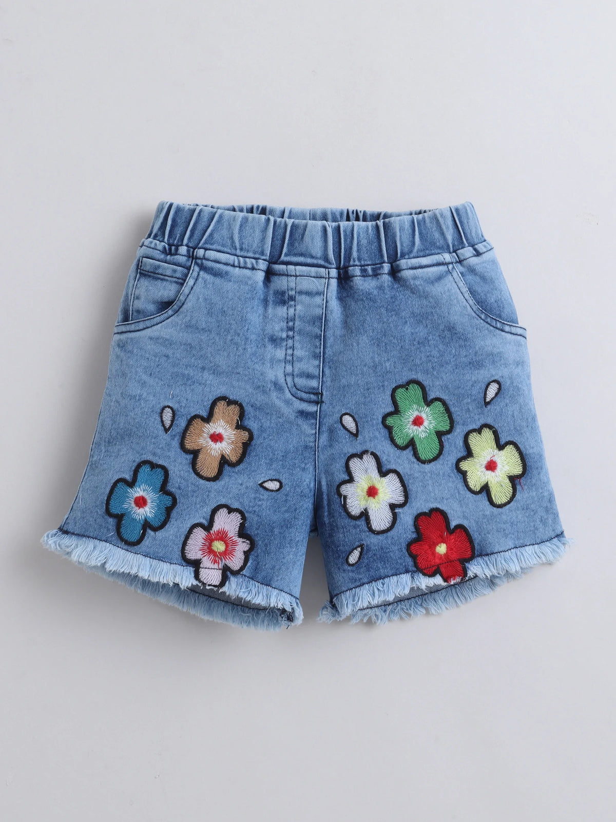 Girls Cotton Co-ord Set Spaghetti Strap Top Denim Shorts Clothing Set Casual Wear