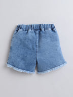 Girls Cotton Co-ord Set Spaghetti Strap Top Denim Shorts Clothing Set Casual Wear