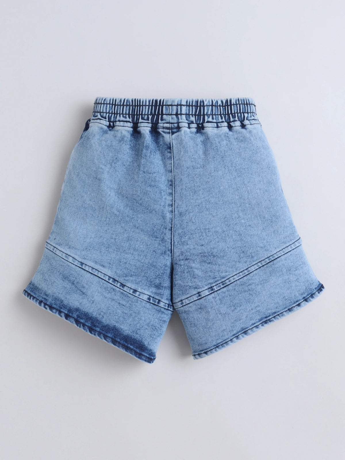Girls Embellished Cotton Bow Print Tee Top & Flared Denim Shorts Co-Ord Set