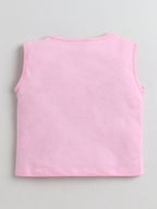 Bright Stars KIDSWEAR Cotton Single Jersey Lace Detailing Tshirt With Pleated Denim Skirt Set - Pink