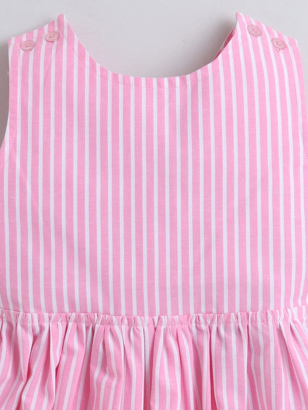 Girls Cotton Stripe Dress with Cute Strawberry Embroidery Patch on Back Casual Summer Dress