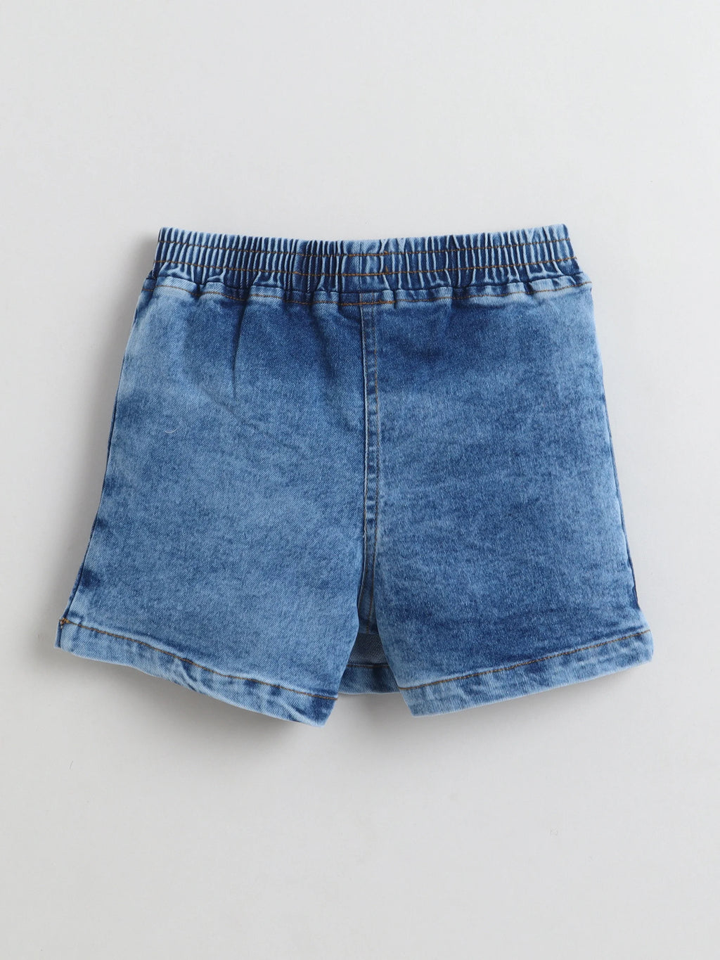 Bright Stars KIDSWEAR Cloud Washed Denim Co-Ord Skort Set, Ruffled Strap Top With Skorts And Big Bow - Blue