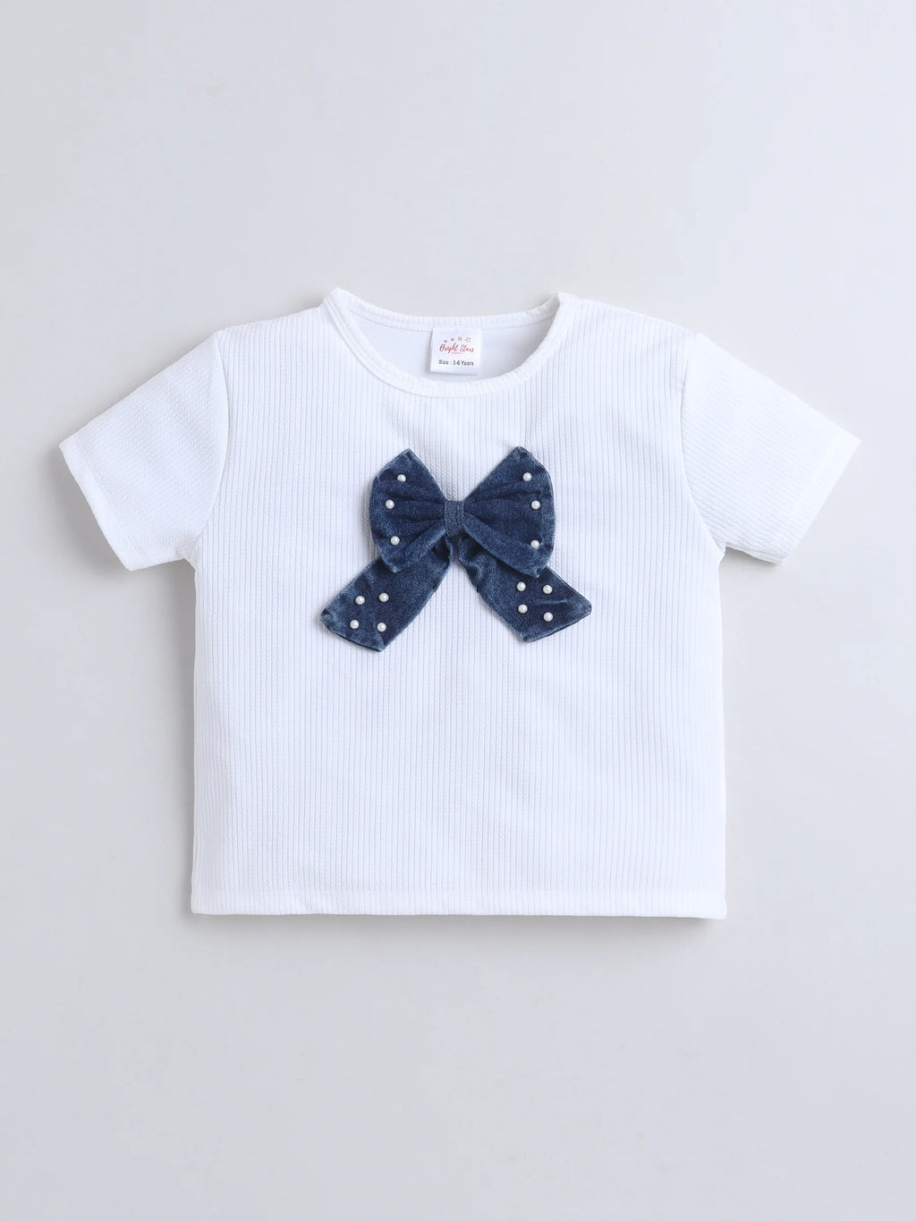 Girls Co-ord Set Waffle Knit Tshirt with Cloud Washed Denim Skorts Clothing Set