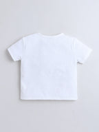 Girls Co-ord Set Waffle Knit Tshirt with Cloud Washed Denim Skorts Clothing Set