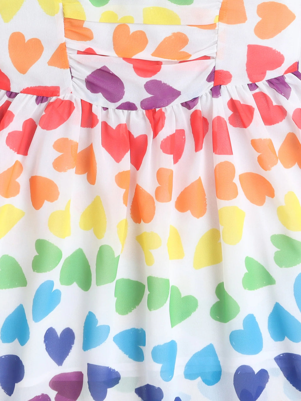 Girls Heart Printed Strap Dress with Sleeveless Embroidered Denim Jacket