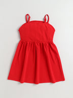 Bright Stars KIDSWEAR Strap Dress & Denim Pearl Embellished Crop Length Full Sleeves Jacket