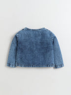 Bright Stars KIDSWEAR Strap Dress & Denim Pearl Embellished Crop Length Full Sleeves Jacket