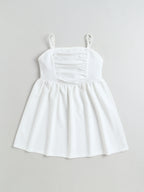 Bright Stars KIDSWEAR Strap Dress & Denim Pearl Embellished Crop Length Full Sleeves Jacket