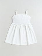 Bright Stars KIDSWEAR Strap Dress & Denim Pearl Embellished Crop Length Full Sleeves Jacket