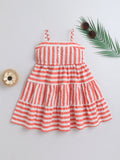 Girls Striped Cotton Fit and Flare Dress Stylish Casual Party Outfit for Kids