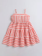 Girls Striped Cotton Fit and Flare Dress Stylish Casual Party Outfit for Kids