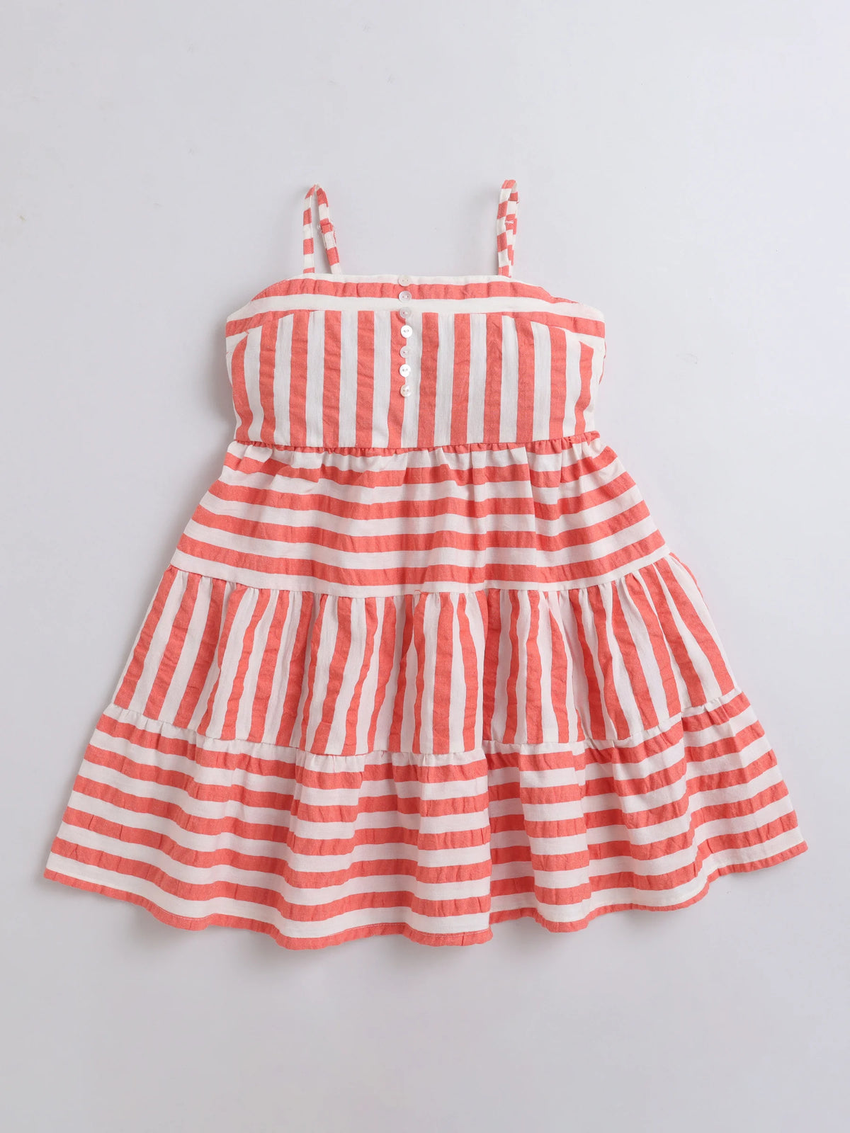 Girls Striped Cotton Fit and Flare Dress Stylish Casual Party Outfit for Kids