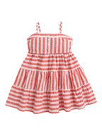 Girls Striped Cotton Fit and Flare Dress Stylish Casual Party Outfit for Kids