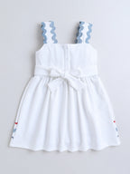 Girls Sleeveless Textured Casual  Summer Dress with Ric-Rac Detailing