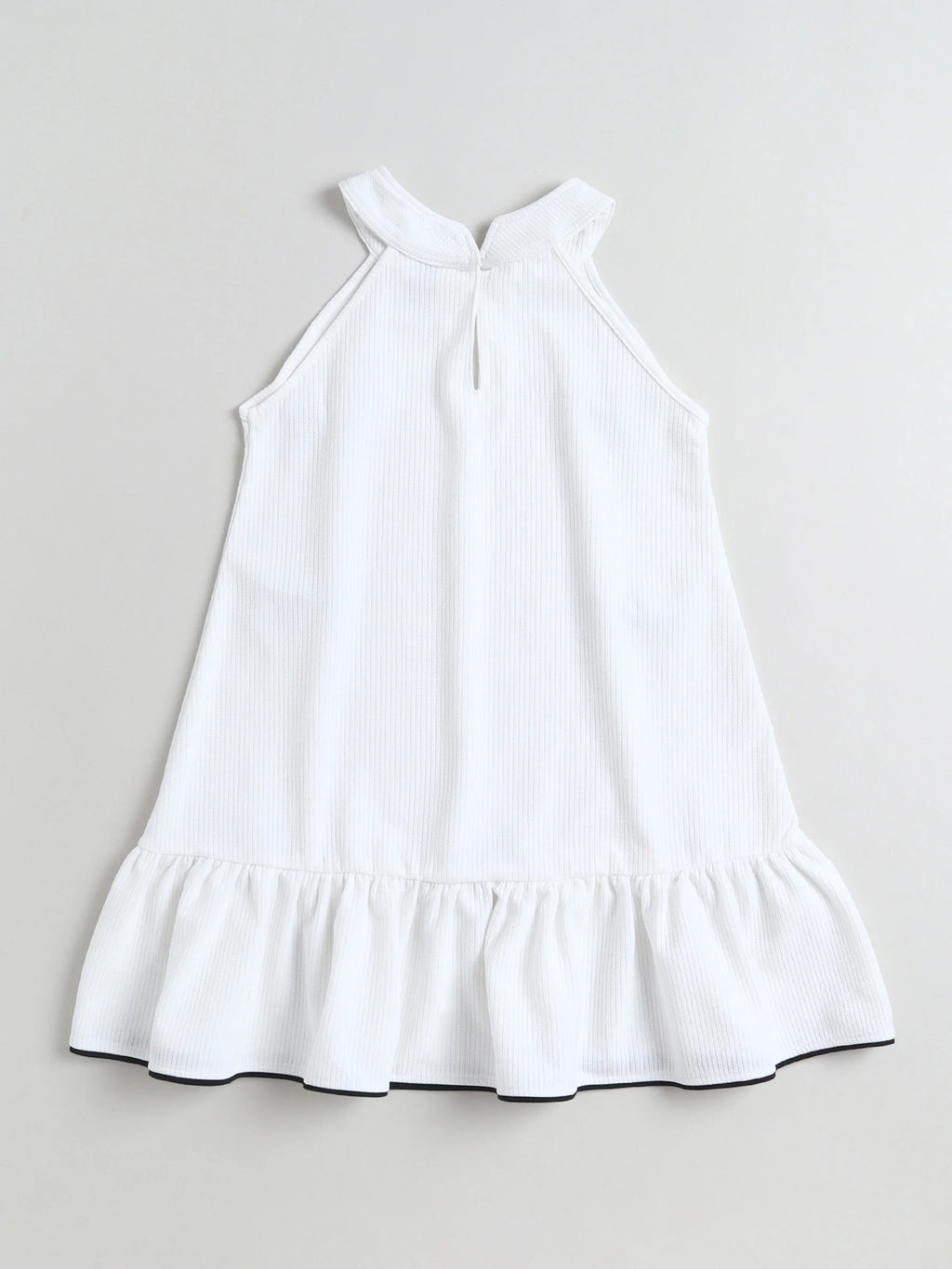 Girls Casual Textured Dress with Contrast Bow Appliqu√© For Summer