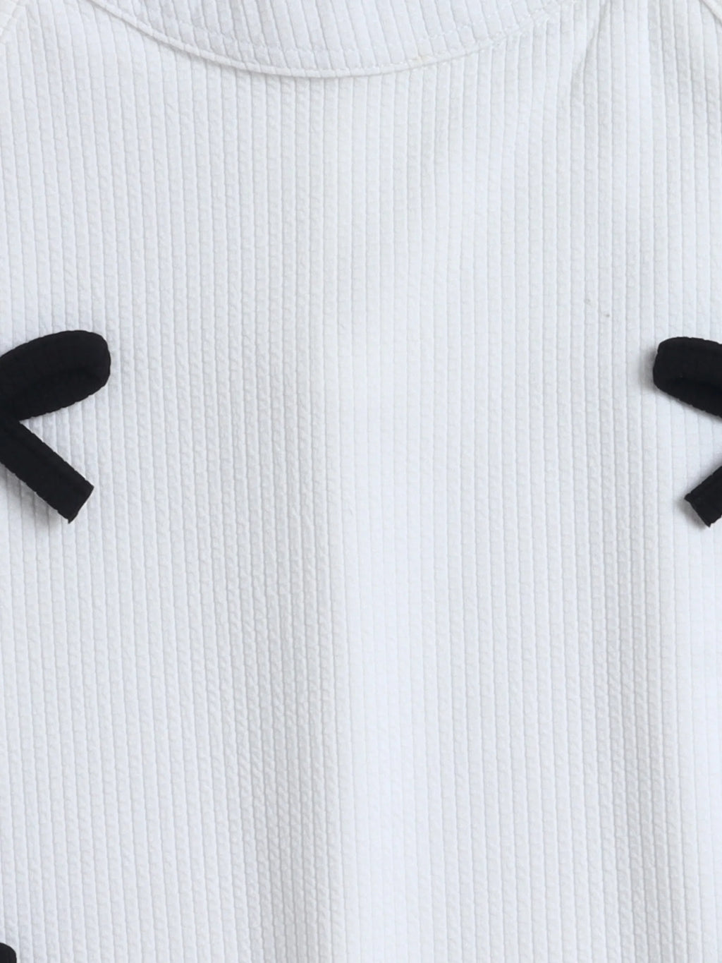 Girls Casual Textured Dress with Contrast Bow Appliqu√© For Summer