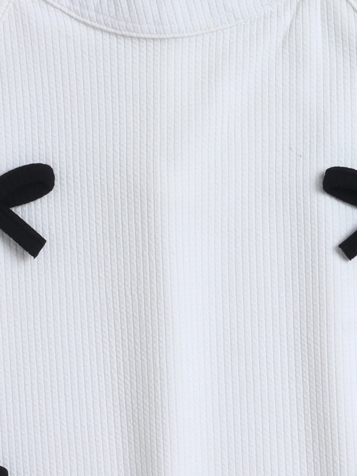 Girls Casual Textured Dress with Contrast Bow Appliqu√© For Summer