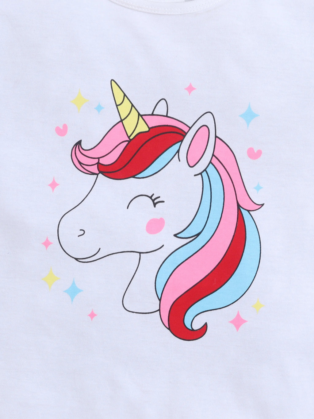 Girls Cotton Co-ord Set Unicorn Graphic Printed T-Shirt With Bow Detail Denim Pant
