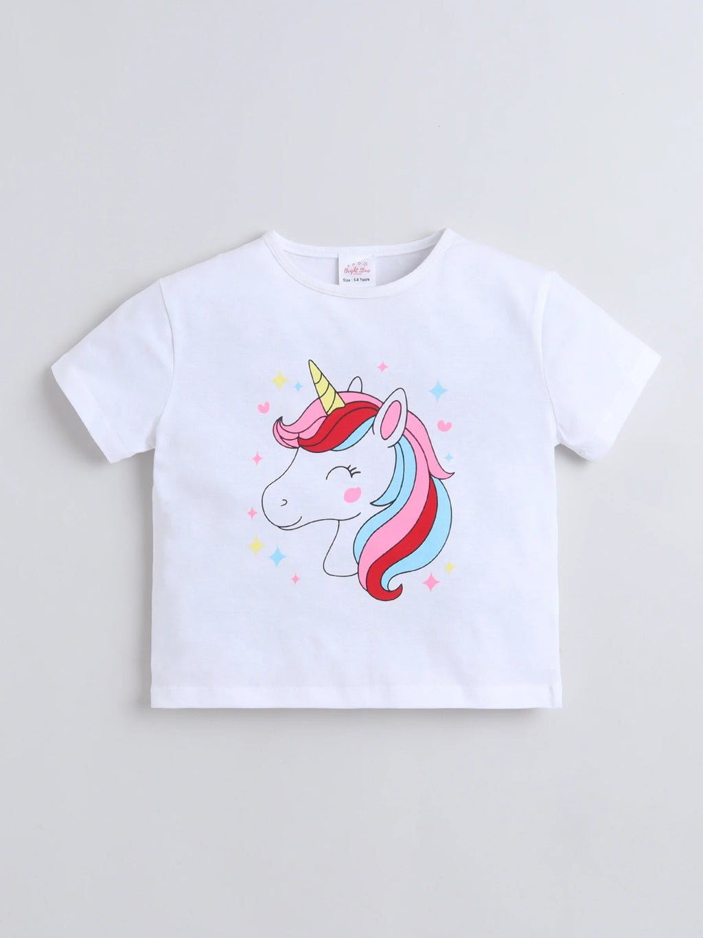 Girls Cotton Co-ord Set Unicorn Graphic Printed T-Shirt With Bow Detail Denim Pant
