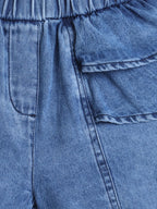 Bright Stars KIDSWEAR Washed Denim Ruffle Sleeves Top & Elasticated Ruffe Co-Ord Shorts Set - Blue