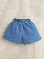 Bright Stars KIDSWEAR Washed Denim Collar Shirt & Embellished Flared Shorts Co-Ord Set- Blue