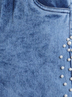 Bright Stars KIDSWEAR High Neck Sleeveless Top With Pearl Embellished Jeans - Blue