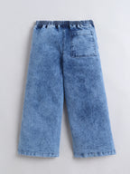 Bright Stars KIDSWEAR High Neck Sleeveless Top With Pearl Embellished Jeans - Blue