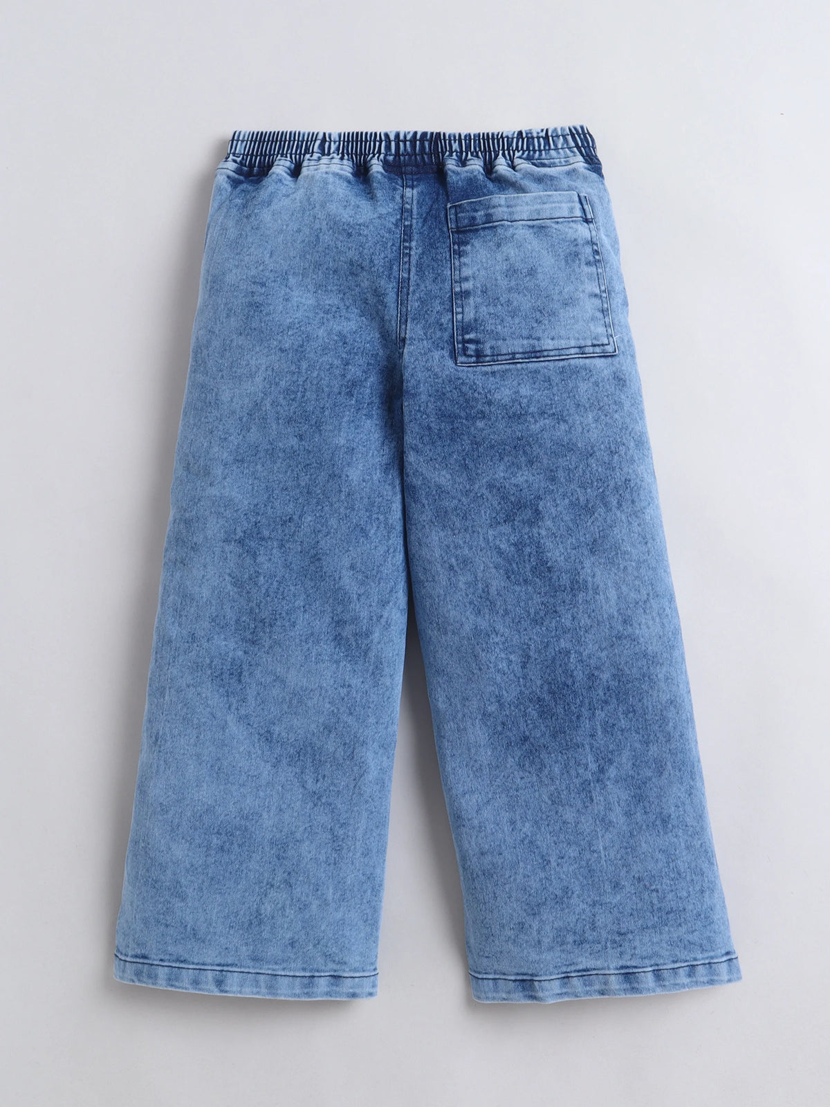 Bright Stars KIDSWEAR High Neck Sleeveless Top With Pearl Embellished Jeans - Blue