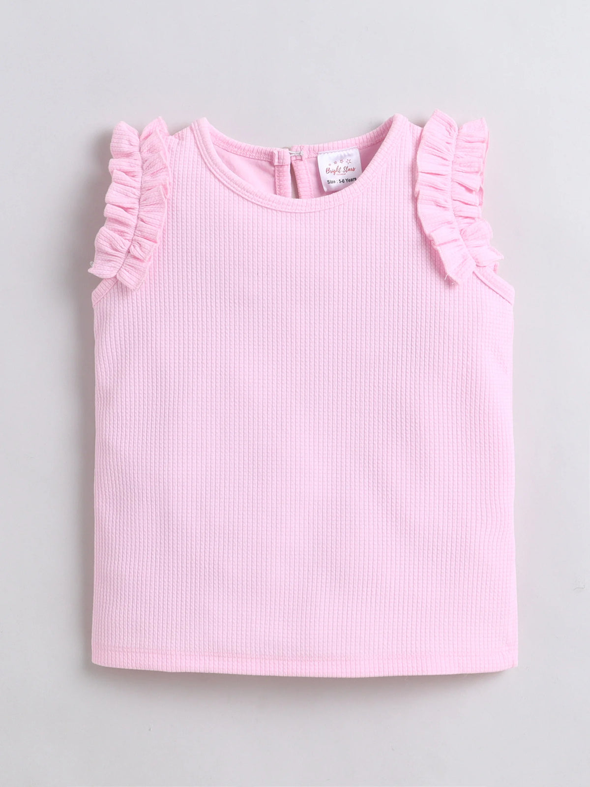 Bright Stars KIDSWEAR High Neck Sleeveless Top With Pearl Embellished Jeans - Blue