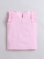 Bright Stars KIDSWEAR High Neck Sleeveless Top With Pearl Embellished Jeans - Blue