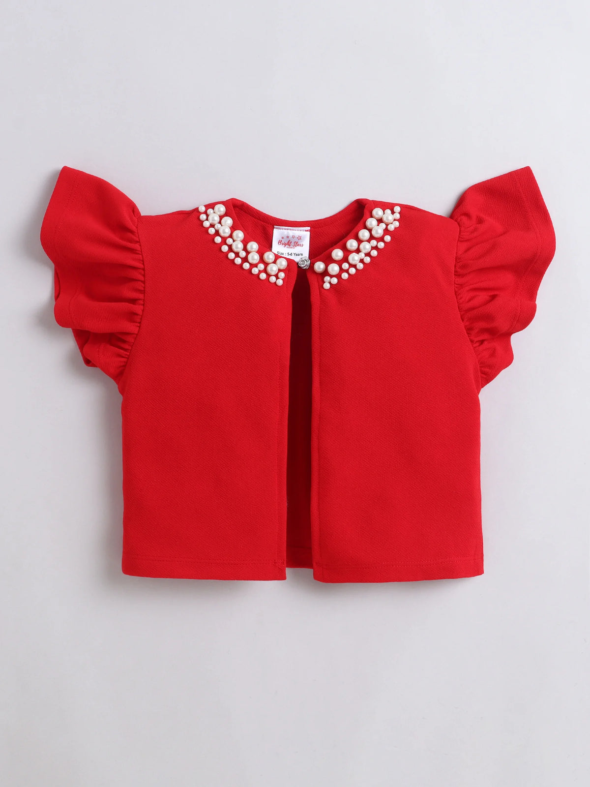 Bright Stars KIDSWEAR¬†Flutter Sleeves Pearl Embellished Shrug
