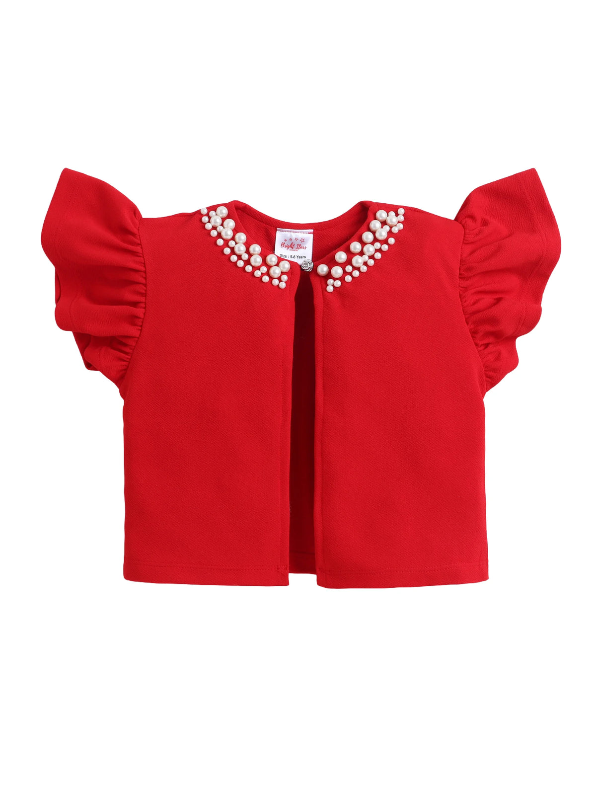Bright Stars KIDSWEAR¬†Flutter Sleeves Pearl Embellished Shrug