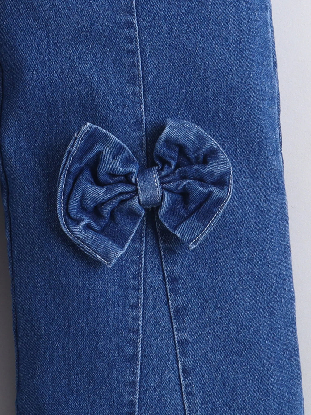 Bright Stars KIDSWEAR Denim Big Bow Wide Leg Freyed Hem Elasticated Jeans